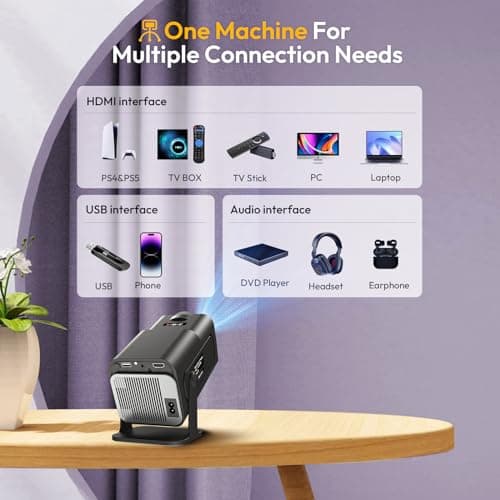 Smart Mini Projector XGODY Gimbal5 Android 11 Full HD Projector Native 1080P 4K Support 5G WiFi 6 Bluetooth 5.0 Home Movie Projector Electric Focu Auto Keystone 180 Rotating For PC/Lap/PS5 Dull Black 8