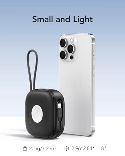 charmast Magnetic Portable Charger, 10000mAh Magnetic Power Bank Fast Charging, 20W Wireless 3 in 1 Battery Pack with Built-in USB C Cable for iPhone 16/15/14/13/12/Pro, AirPod, Apple Watch etc 10