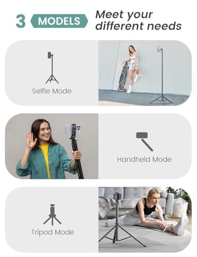71''/180cm Extendable Phone Tripod Aluminum, Portable Stand for Video Recording, Travel Tripod for iPhone/Cell Phone/Camera Video Light, Compatible with Smartphones, DSLR 5