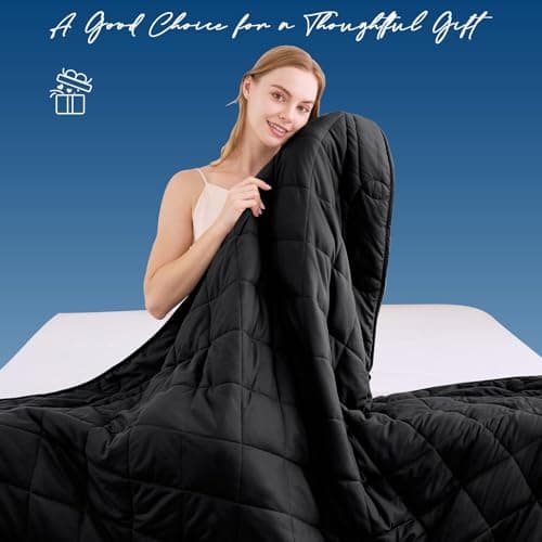 OMYSTYLE Weighted Blanket for Adults (20lbs, 88''x104'') - King Size Heavy Throw Blanket, Breathable and Cooling Microfiber Material with Premium Glass Bead for All Season Use, Machine Washable, Black 8