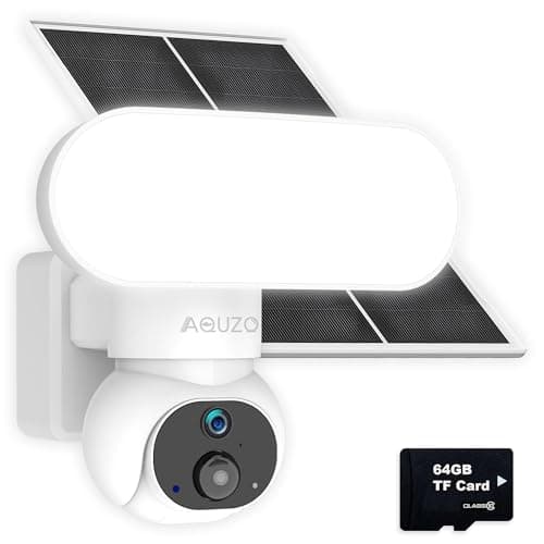 Solar Floodlight Camera with 1500LM Bright Lights-2K Wireless Outdoor Security PT Cam, Motion Activated Color Night Vision Illuminates Entire Yard & Driveway, No Monthly Fee, 64GB SD Card Included