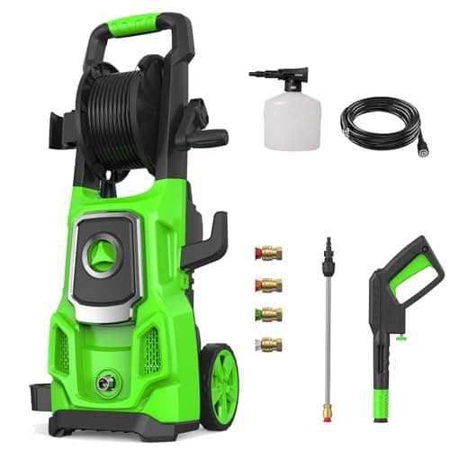 5000PSI Max Electric Pressure Washer, High Power 3.2 GPM, 20FT Hose with Storage Coil,35FT Power Cord 4 Different Tips Foam Cannon Power Washer, Foam Cannon, for Cars, Patios, and Floor Cleaning