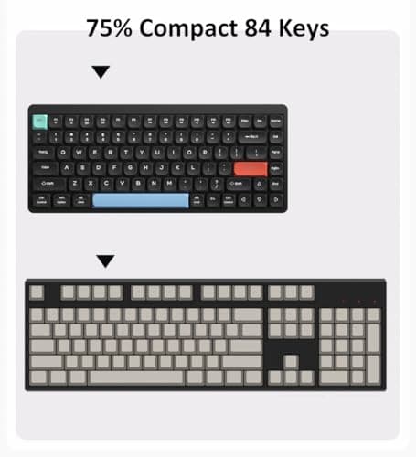 LINKEET Wireless Mechanical Keyboard 2.4G/Bluetooth, Ultra-Slim Low Profile Silent Mechanical Red Switch, 75% Compact 84 Keys TKL Gaming Keyboard with Ergonomic Magnetic Feet for Multi Device, Black 5