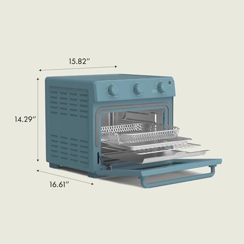 bella Air Fry Toaster Oven, 7 Preset Cooking Options, Dishwasher-Safe EverGood Coated Trays Included, 60-Minute Auto Shutoff w Audible Timer, Power Indicator Light, 1700 Watt, Surf 8