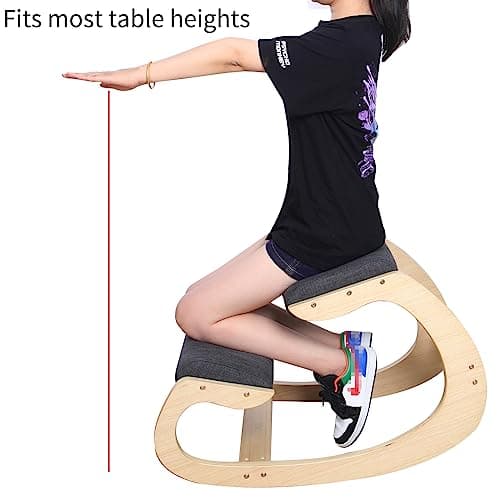 Kneeling Chair Rocking Ergonomic- for Home Office Desk Posture Kneel Chair and Wood Knee Stool 8