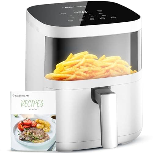 Air Fryer, Beelicious 8-in-1 Smart Compact 4QT Air Fryers, with Viewing Window, Shake Reminder, 450°F Digital Airfryer with Flavor-Lock Tech, Dishwasher-Safe & Nonstick, Fit for 1-3 People, White