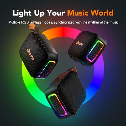Portable Bluetooth Speaker Waterproof Gift: IPX5 HD Sound Up to 24H Playtime, TWS Pairing, Wireless Speakers with Lights, Travel Essentials Valentines Birthday Gifts for Men Women Boys Girls-Black 6
