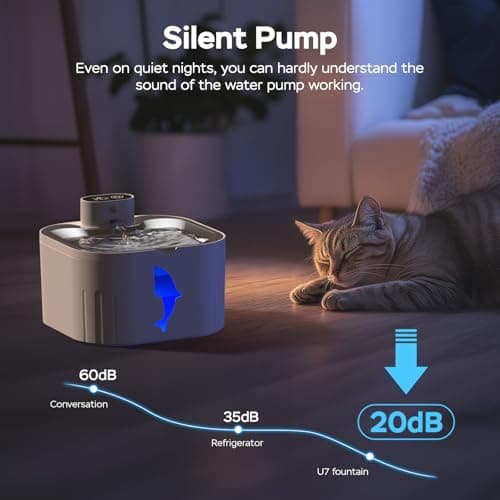 Wireless Cat Water Fountain Stainless Steel, 101oz/3.0L Cat Fountain Battery Operated, Cordless Pet Water Fountain for Cats & Dogs with Motion Sensor, Ultra Quiet Pump, Multi-Filtration 5