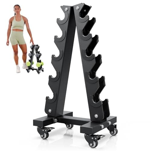 YOLEO Dumbbell Rack - 3 Tier & 5 Tier Compact Weight Rack for Dumbbell, Kettlebell, Barbell, Heavy Duty Weight Storage Organizer, Space-Saving Dumbbell Storage Stand Holder for Home Gym - 1100LBS Capacity (Rack Only) (SMART, A-Frame)