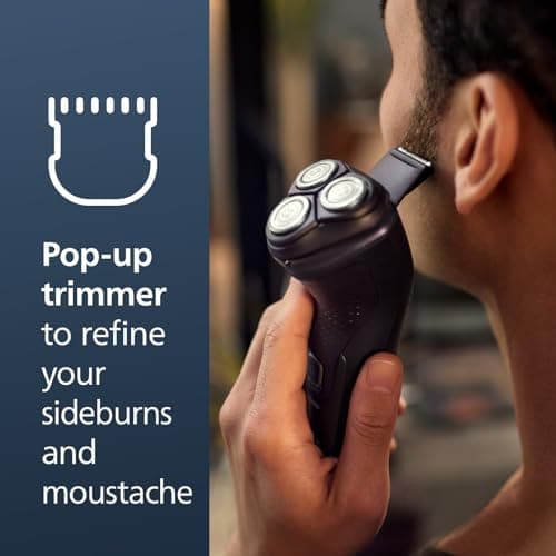 Philips Norelco Shaver 2400 Series, Wet and Dry Electric Shaver, Pop-up Trimmer, P-Cap, Deep Black, Model X3001/90 8