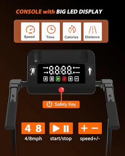 12% Incline Walking Pad Treadmill with Handle Bar, Portable Treadmill for Home with Desk and Console, Compact Walking Pads for Small Spaces (Desk with 12% Incline) 5