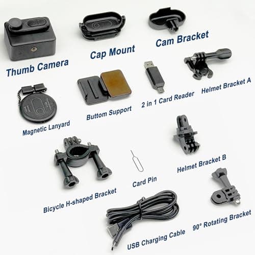 4K Mini Body Camera - Thumb Sports Action Cam 128GB with Audio, Wearable Hands-Free Chest Pov Recording, Helmet Mount & Magnetic Personal Clip On Camcorders - For Cap Shirt Outoor Cycling Skiing 8