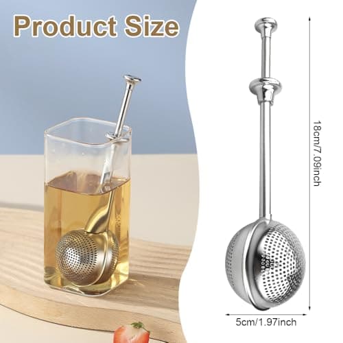 2Pcs Stainless Steel Tea Strainer Tea Infuser for Loose Leaf Tea,Tea Diffusers Fine Mesh Tea Ball Tea Accessories, Baking Supplies Baker's Dusting Wand Sugar Shaker Duster Flour Duster (Full+Half) 6