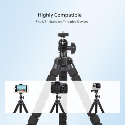 Phone Mini Tripod, Ruittos Premium Flexible Mobile Phone Tripod Stand Compatible with iPhone Samsung Go Pro, Small Digital Camera, Black 7