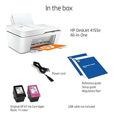 HP DeskJet 4155e Wireless Color Inkjet Printer, Print, scan, copy, Easy setup, Mobile printing, Best-for home, 3 month Instant Ink trial included, white 8