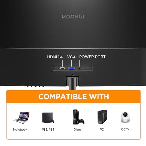 KOORUI 24 inch Curved Monitor, Full HD 1080P Curved Computer Monitor, 100Hz 1500R PC Screen, TÜV Rheinland Certified, HDMI VGA, Tilt Adjustment, LCD Display, Eye Care, Black 24N5CA 5