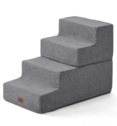 ABCPET Dog Stairs for Bed, Dog Steps for Bed Couch Sofa, 35D Foam Extra Wide Pet Steps for Small Dogs and Cats, Pet Stairs with Non-Slip Bottom Grey, 2 Steps