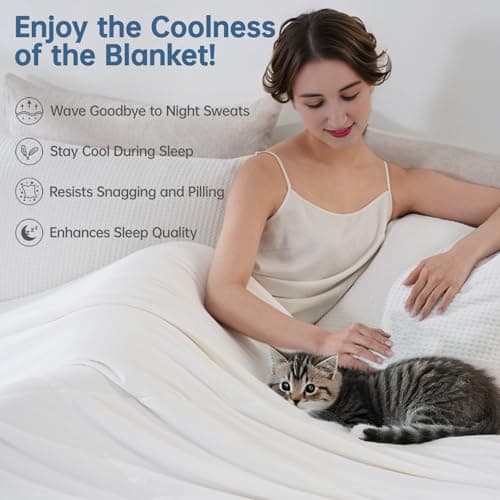 OtterOasis Cooling Comforter Queen Size for Hot Sleepers, 90"x90" Summer Cooling Blanket for Night Sweats, Silk Soft Lightweight Breathable All-Season White Cooling Quilt Blanket 5