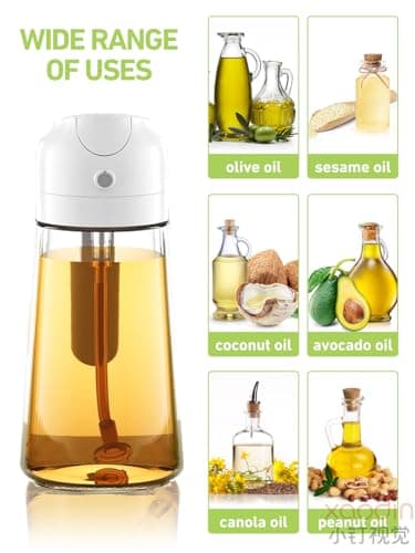 2 in 1 Oil Dispenser And Oil Sprayer for Kitchen, 2 in 1 Oil Sprayer Came With Some Stickers With Various Oil Labels, 420ml/14oz Oil Sprayer Perfect for Cooking, Air Fryer, BBQ, Baking, Salad - White 5