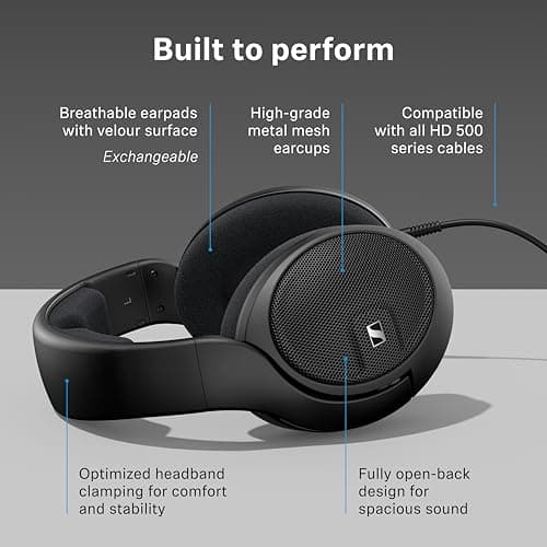 Sennheiser HD 560S Open-Back Over-Ear Wired Headphones – Neutral, Natural Sound for Music, Gaming, and Content Creation, Black 9