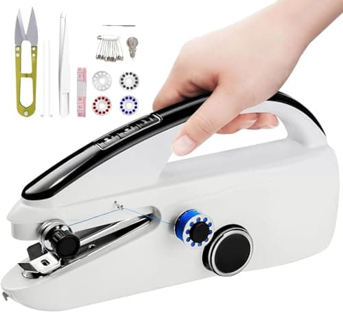 Handheld Sewing Machine, Portable Mini Sewing Machine with Dual Electric Power Mode, Fast & Easy to Use for Beginners, Ideal for Home & Outdoor Sewing, DIY Clothes, Fabrics, and More