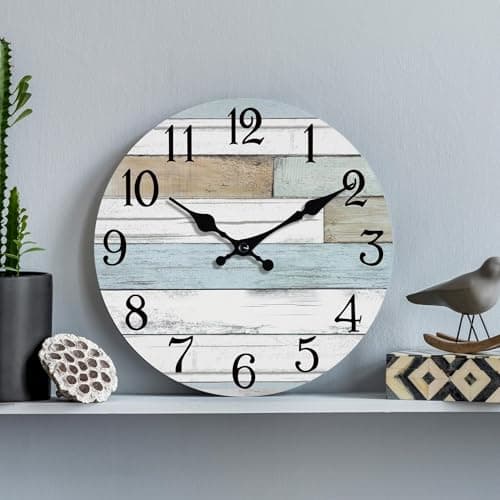 KECYET Wall Clock Battery Operated 8 Inch Silent Non Ticking Coastal Design Country Rustic Retro Decorative for Bathroom Kitchen Living Room Bedroom 6