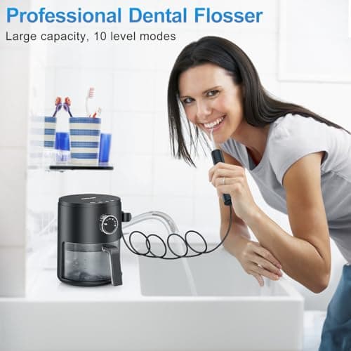 INSMART Water Flosser, Rechargeable and Portable for Teeth, Braces, 10 Pressure Levels, 8 Water Jet Tips and 600ML Large Water Tank Oral Irrigator for Family (Black) 7
