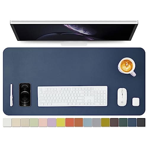Leather Desk Mat - Non-Slip PU Desk Pad for Office and Home - Desk Organization and Accessories - Ideal for Large Mouse Pad and Desk Mats on Top of Desks (Dark Blue,36"x 17")