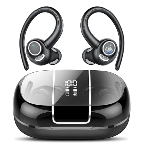 VKROBAG Wireless Earbuds Bluetooth 5.3 Headphones Sports, 48Hrs Playback Over Ear Buds with CVC8.0 Mic, Bass Stereo Bluetooth Earbuds with Earhooks, LED Display, IP7 Waterproof Earphones for Workout