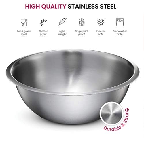 FineDine Stainless Steel Mixing Bowls (Set of 5) Stainless Steel Mixing Bowl Set - Easy To Clean, Nesting Bowls for Space Saving Storage, Great for Cooking, Baking, Prepping 6