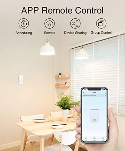 GHome Smart Dimmer Switch Works with Alexa Google Home, Single Pole 2.4GHz Wi-Fi Switch for Dimmable LED CFL INC Light Bulbs, Neutral Wire Required, Not 3 Way, No Hub Required, 4Pack 7
