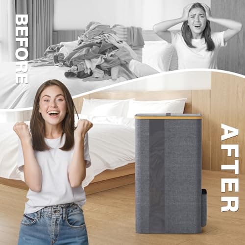 BlissTotes Laundry Basket with Lid, 100L Clothes Laundry Hamper with Handles and Removable Laundry Bag, Breathable Design Hamper with Lid for Bedroom, Bathroom, Dorm, Laundry Room - Light Grey 6