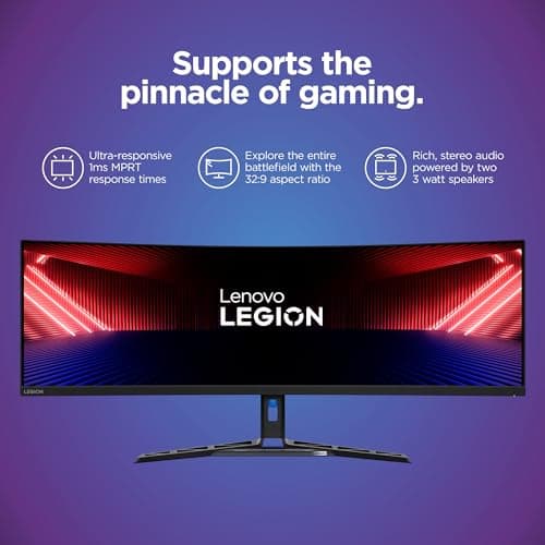 Lenovo Legion R45w-30 Gaming Monitor, 44.5” 32:9 Curved, DualQHD Resolution, 170Hz Refresh, 1ms MPRT, AMD FreeSync Premium Pro, HDR400, KVM, USB-C, RJ45, Lift/Tilt/Swivel Stand, 450 nits, Black 5