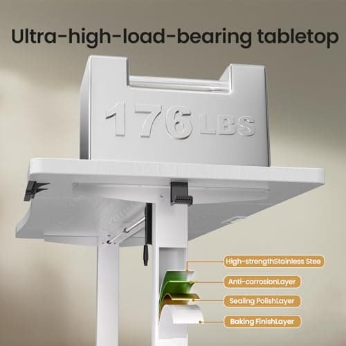 Veken 63 x 28 Inch Electric Standing Desk, Sit to Stand Up, Work Home Office Computer Table for Study, Walking Pad, Writing, and Games, Wooden Desktop Desks, White 5