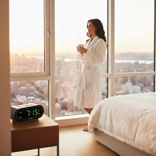Sharp AccuSet Automatic Smart Alarm Clock – Self-Setting Digital Clock, Auto Time & DST Adjustment, Easy-Read Green LED Display, Battery Backup, Simple Plug-and-Play Clock for Seniors & Bedrooms 7