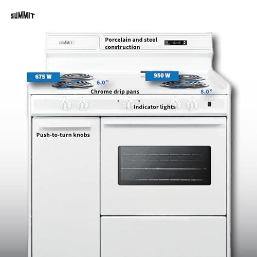 Summit 36” Electric Range, 220V Electric Coil Burners, Large 2.9 cu.ft Oven, ADA Complaint, White- WEM430KW 3