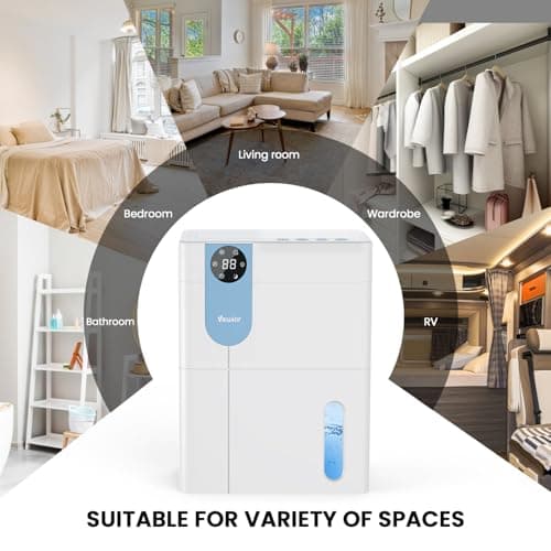 Dehumidifier, VEWIOR 152 OZ Dehumidifiers for Home, (900 sq.ft) Quiet Dehumidifier for Basement with Large Water Tank, Dehumidifiers for Bathroom Bedroom RV Closet with Auto Shut Off and Night Light 8