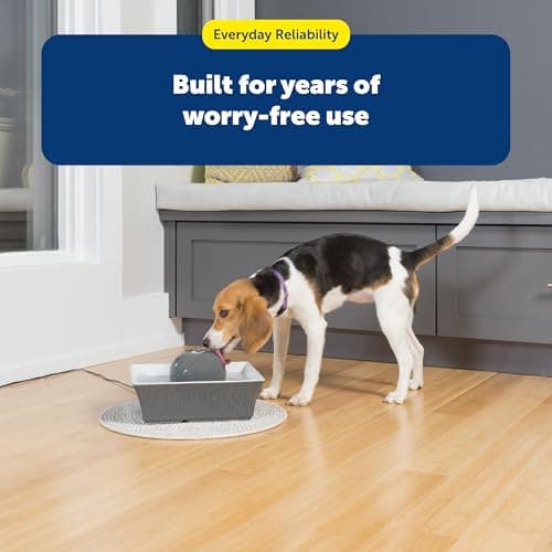 PetSafe Drinkwell Ceramic Pet Water Fountain - Quiet Automatic 70oz Dispenser for Cats & Dogs with Filters - Dishwasher Safe Square Design 7