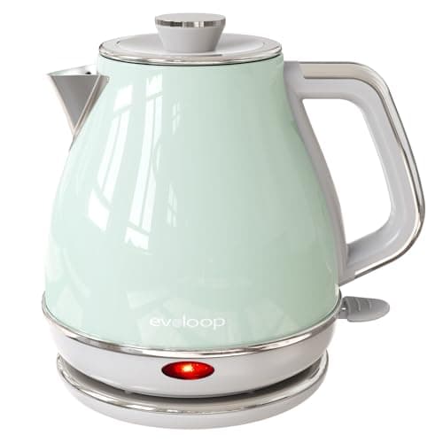 Evoloop Electric Tea Kettle, 1500W /1.0L Hot Water Boiler Heater Pot, Retro Small Electric Kettle, 100% Stainless Steel BPA Free Electric Teapot, Auto Shut-Off & Boil-Dry Protection