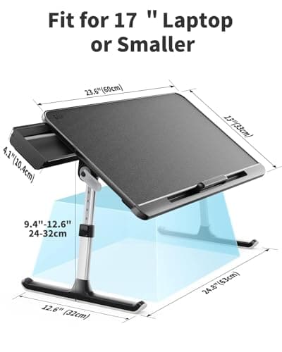 SAIJI Laptop Bed Tray Table, Adjustable PVC Leather Laptop Bed Table, Portable Standing Desk with Storage Drawer, Foldable Lap Tablet Table for Sofa Couch Floor (Dark Black) 6