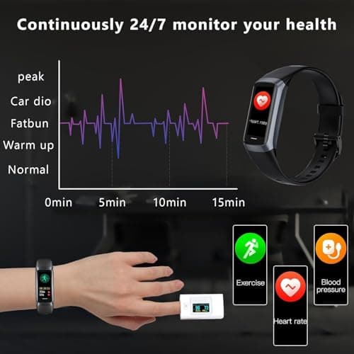 Fitness Tracker with 24/7 Heart Rate Sleep Blood Oxygen Monitor,IP68 Waterproof Smart Watch,1.10''AMOLED Touch Color Screen,Step Counter Health Activity Trackers for Women Men (Black) 7
