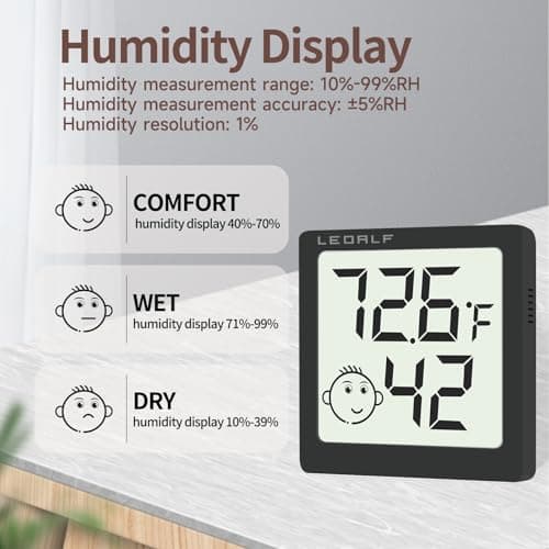 Mini Humidity Meter Hygrometer 6 Pack Room Thermometer Indoor Digital Temperature and Humidity Monitor (Black) 3