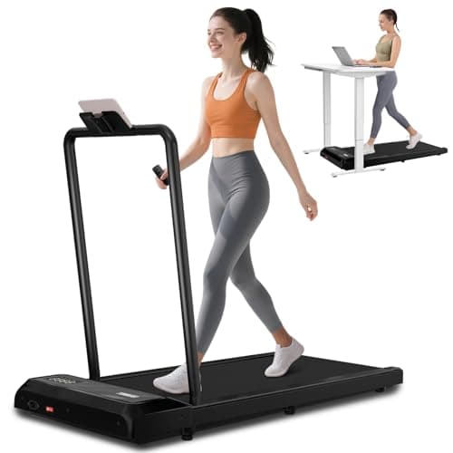 MoonFox Walking Pad Treadmill, 3 in 1 Under Desk Treadmill for Home Office w/2.5HP Motor/4.0MPH/45dB, Walking Pad w/Safety Handle/Remote/LED Display, Portable Treadmills Supports Up to 300lbs, Black