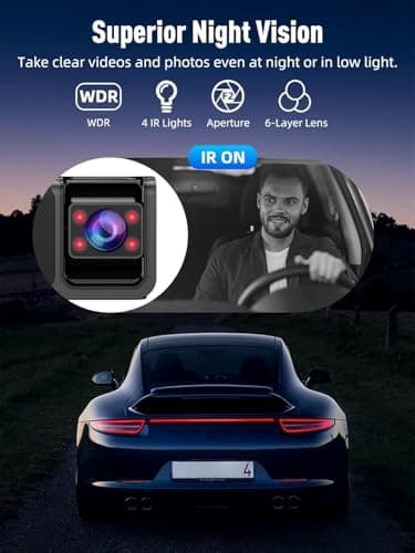 3 Channel 5G WiFi Dash Cam, 4K+1080P+1080P Dash Cam Front and Rear with 64GB Card, Dash Camera for Car with HDR IR Night Vision, G-Sensor, 24/7 Parking Mode, WDR, Support 128GB Max - Silver 7