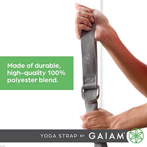 Gaiam Yoga Strap 8ft Stretch Band with Adjustable Metal D-Ring Buckle Loop - Exercise & Fitness Stretching for Yoga, Pilates, Physical Therapy, Dance, Gym Workouts (Black) 5