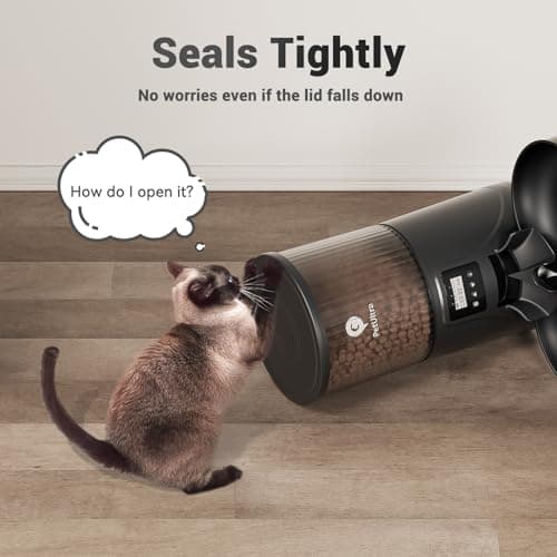 PETULTRA Dual Automatic Cat Feeder: Timed Auto Feeder 16 Cups/4L Cat Food Dispenser - Dual Power, 1-6 Meals, Black 8