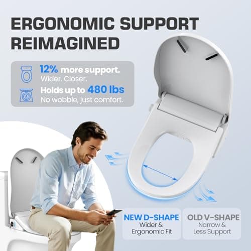 Tadashi Bidet Toilet Seat Elongated, Heated Toilet Seat, Instant Warm Water & Dryer, Feminine & Rear Wash, Self-Clean Nozzle, Slow Close Lid, Child/ECO/Silent Mode 7