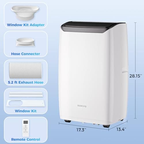 2025 New Portable Air Conditioner 12000 BTU with Built-in Dehumidifier, 4-in-1 AC Unit with Heater & Fan, Cools & Heats Space up to 500 sq ft, Remote Control and Window Kit Included, White 7