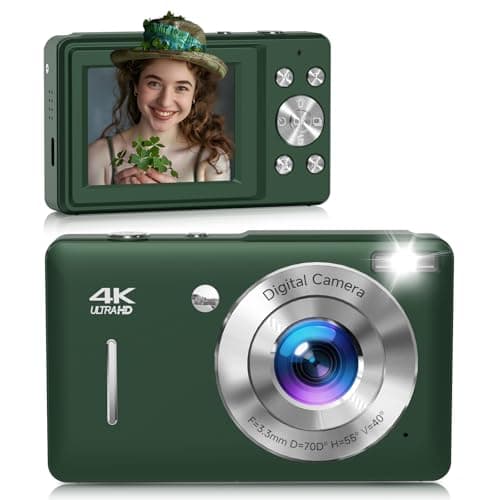 Digital Camera, 44MP FHD 1080P Digital Point and Shoot Camera with Anti Shake, Smile Capture 16X Zoom, Compact Small Camera for Teens Girls Kids Adults(Green)