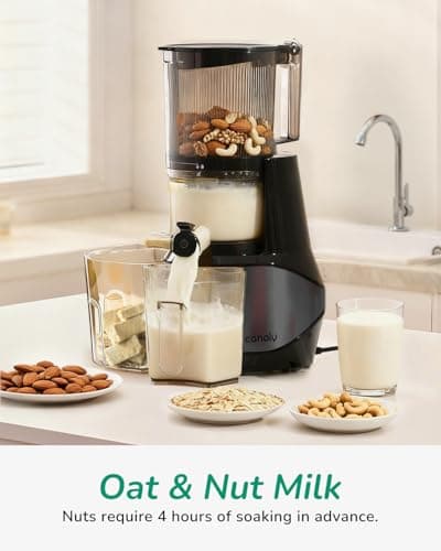 Canoly C09 Cold Press Juicer, 6" Extra Wide Feed Chute, 3-IN-1 Strainers (Juice & Sorbet & Nut Milk), Powerful AC Brushless Motor, Self Precut System, Juicer Machines with BPA-Free (Premium Black) 6